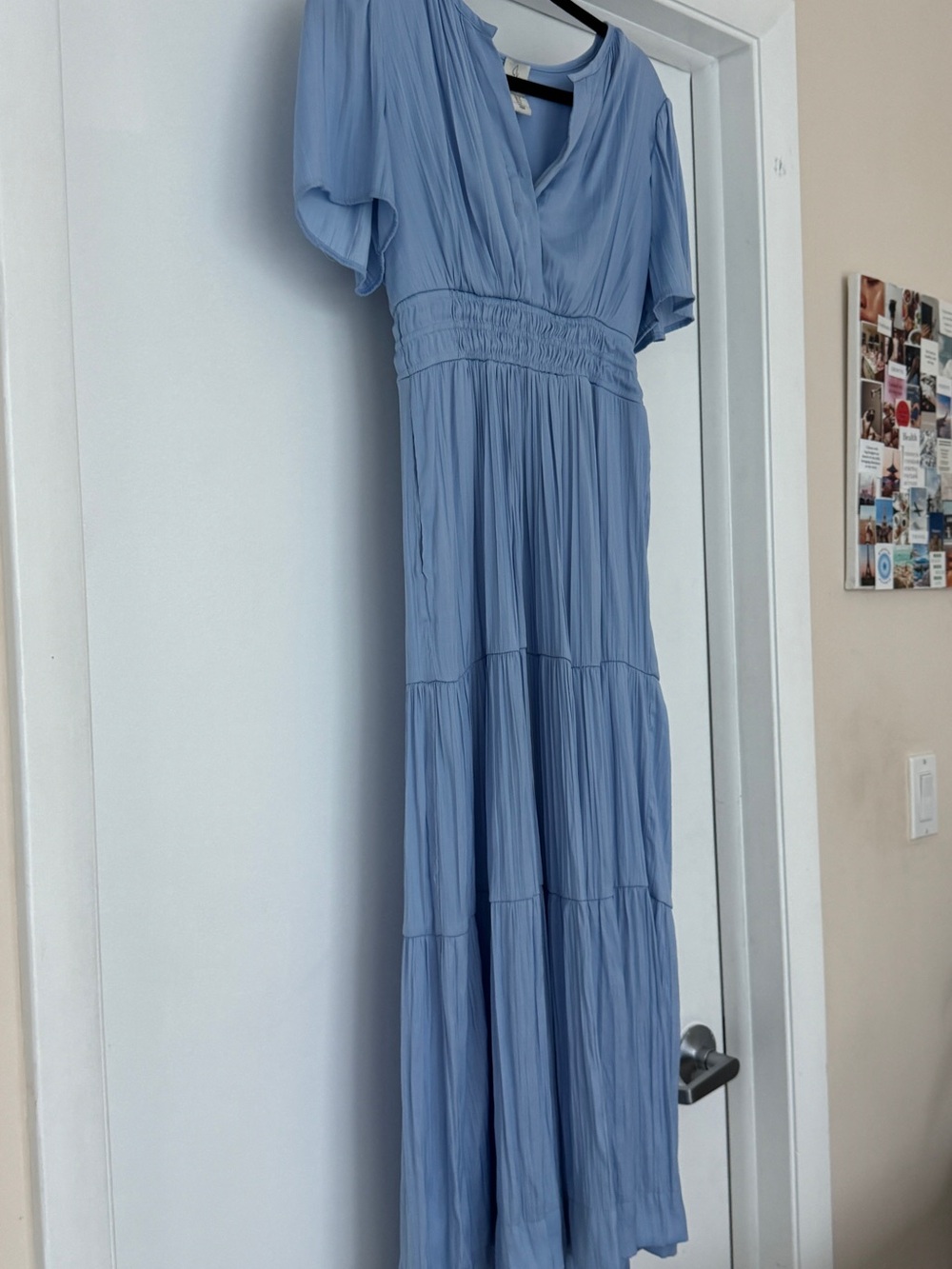 Joie Sky Blue V-Neck Tiered Maxi Dress